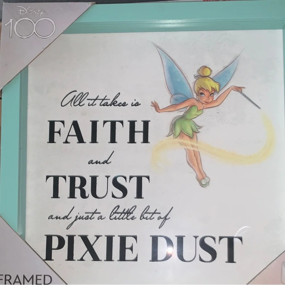 Disney Tinker Bell Wall Art - Mint, Blue, Yellow 100years collection